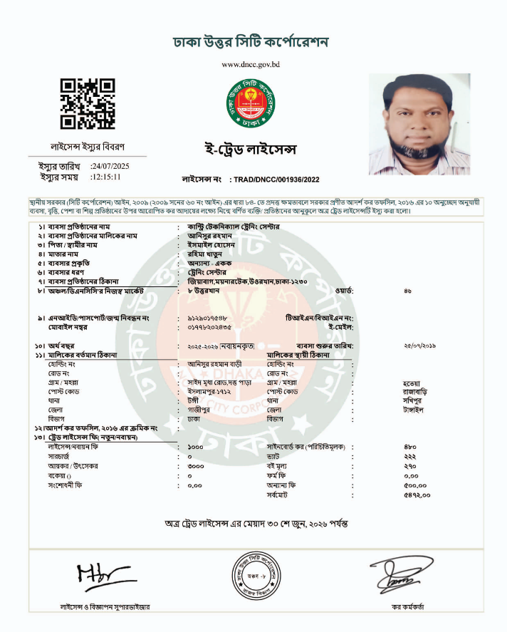 TRADE LICENCE - COUNTRY TECHNICAL TRAINING CENTRE